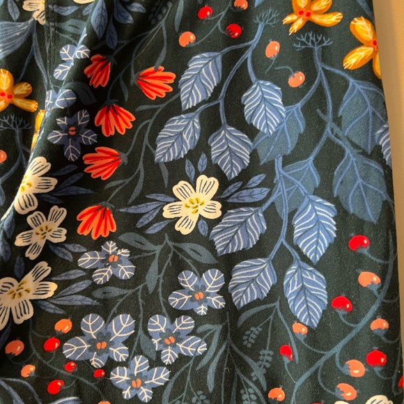 Agnes & Dora Navy w/Blue/Coral/Yellow/White Print Leggings sz L - Picture 7 of 9